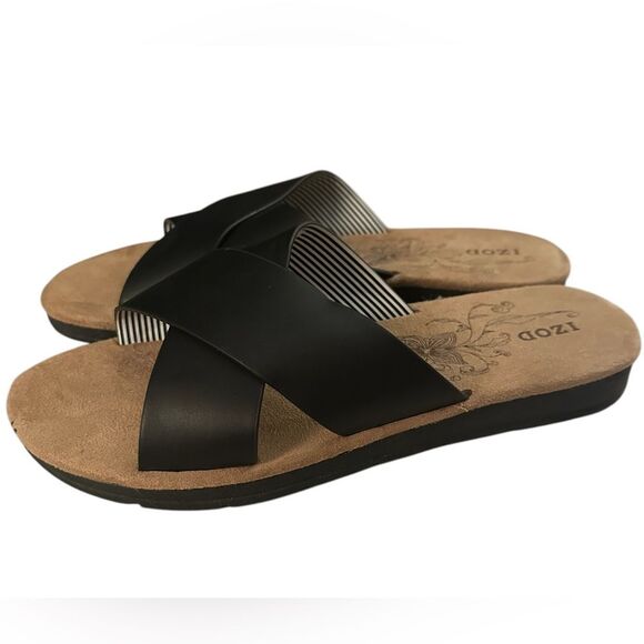 Izod Women's Alyssa Sandals Slides Slip-on Black Size 9 - Picture 1 of 8
